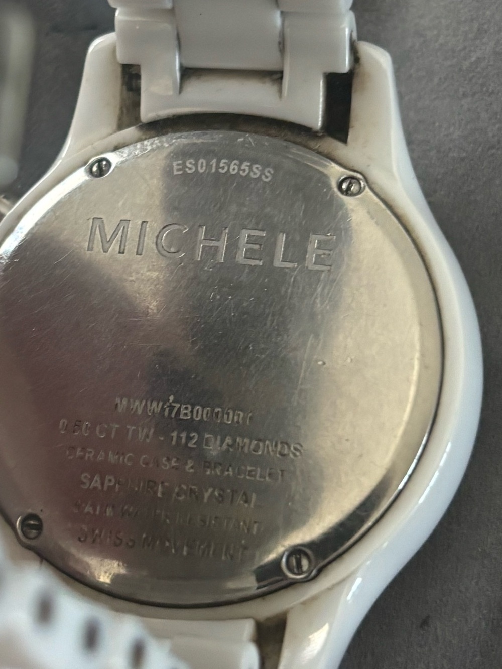 Michele Jetway Diamond White Ceramic Chronograph Watch MWW17B000001 - Picture 5 of 12